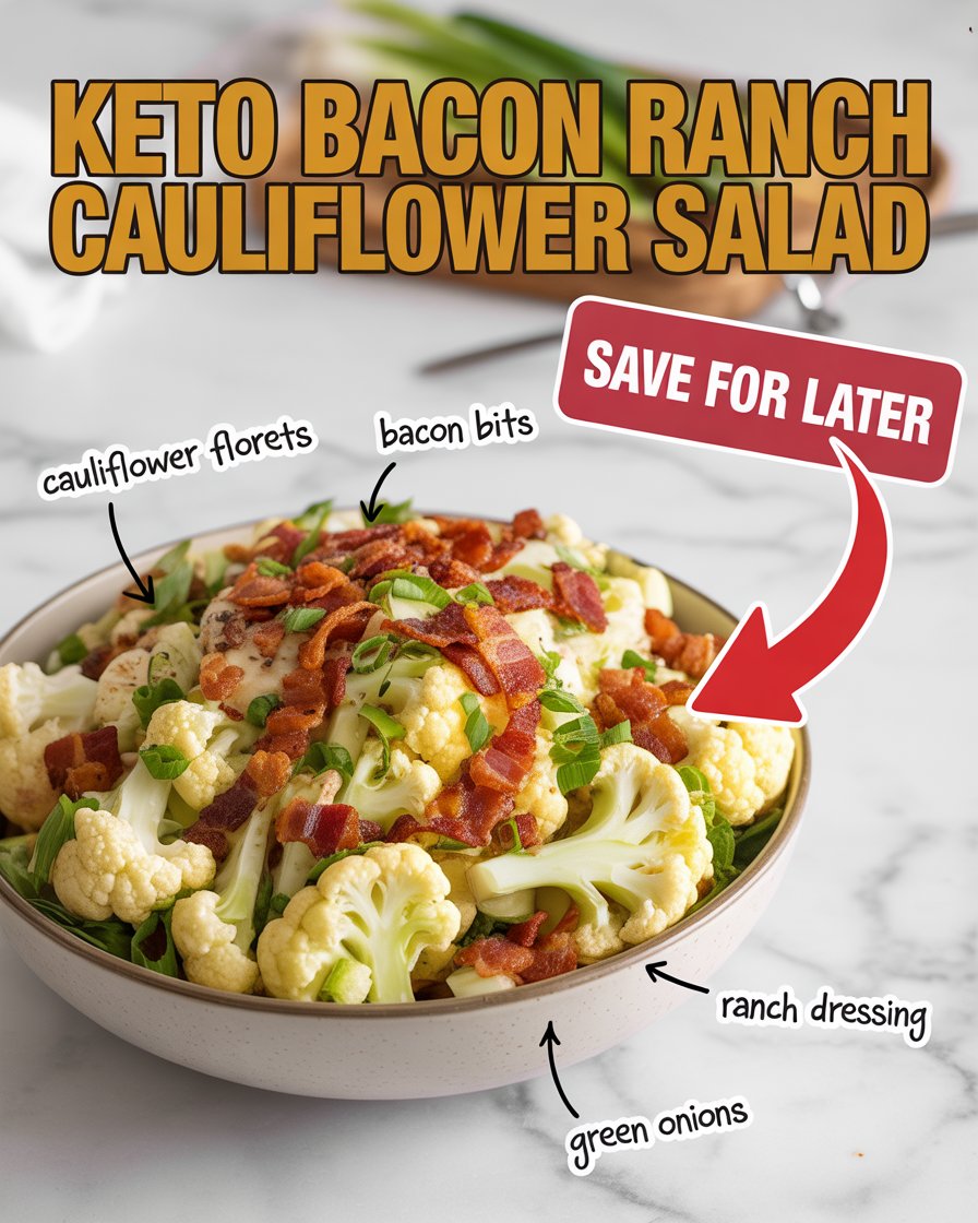 Keto Bacon Ranch Cauliflower Salad