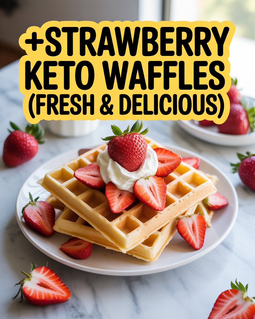 Strawberry Keto Waffles (Fresh & Delicious)